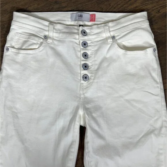 CABI Button Fly Straight Jeans White Sz 6 #6284 NWOT - Picture 4 of 7